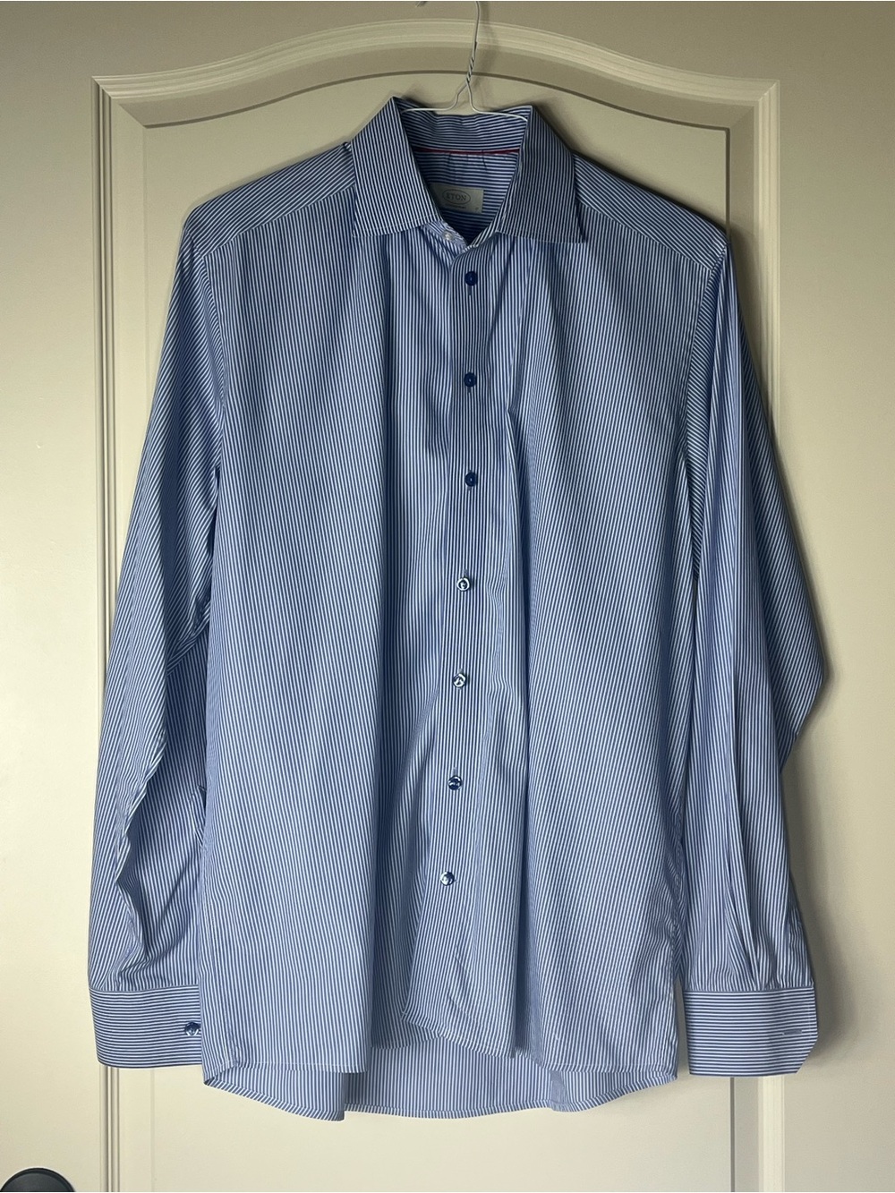 Eton Blue and White Fine-Striped Dress Shirt